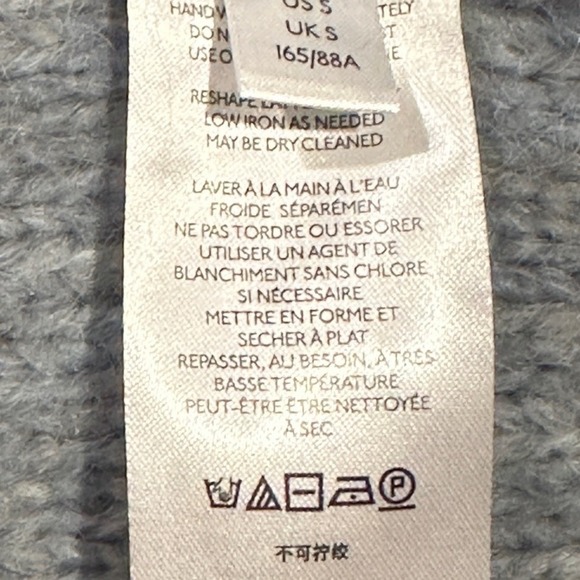 ANTHROPOLOGIE Blue Chunky Cable Knit Longline Open Front Cardigan Sweater Small - Picture 6 of 10